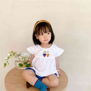 Completo da neonato per bambini, articoli coreani, carino, ricamato, per bambina, vestiti per bambina 210701