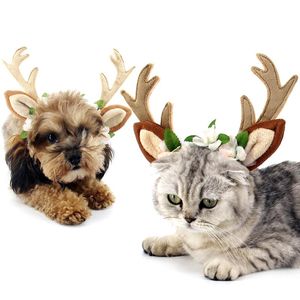 Abbigliamento per cani Accessori di lusso per cani Animali domestici Halloween Copricapo natalizio Gatti Crea copricapi divertenti Cappello di corna Cerchio corona