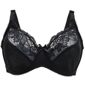 Sexy Black Lace Mesh Bra Women Sexy Lingerie Embroidery Lace Bralette Bone Big Size A B C D E F G 75 80 85 90 95 100 105 210728