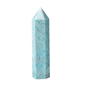 Dekorativa objekt Figuriner 1pc Naturlig Amazonite Crystal Point Meditation Healing Stone Reiki Obelisk Wand Ornament för heminredning pyram