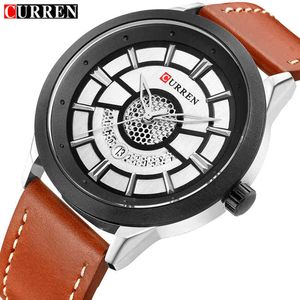 Moda CURREN Orologi da uomo Top Brand Sport Orologio al quarzo Esercito Militare Orologio da polso in pelle Orologio maschile Relogio Masculino 210517