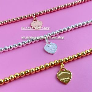 Andra armband klassiska hjärtarmband High End Designer 925 Silver Ball Bead Style Pendant Women's Jewelry H