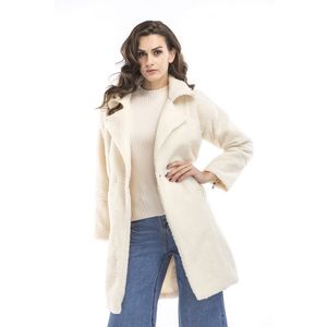 Varm ull Blend Coat Kvinnor Långärmad Nedgång Krage Outwear Casual Vinter Elegant Overcoat Mid-Length Woolen Coat Elegant 210507