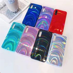 Rainbow Pattern Phone Fodral TPU + PC + Akryl Mobiltelefoner Case Cover för iPhone 13 12 Mini 11 Pro Max X XS XR 7 8 6S plus Samsung S21 A52 A72