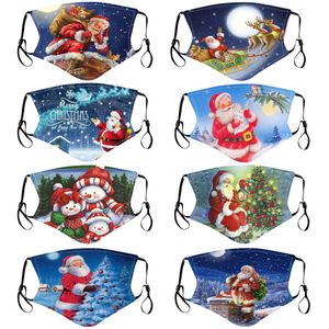 Christmas cotton masks for adults children printing washable cartoon pattern mask anti-dust and windproof