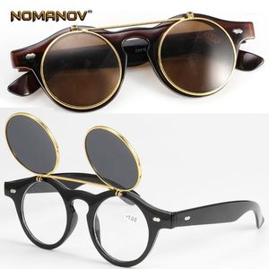 Gafas de sol Nomanov Indoor y al aire libre Flip arriba abajo Redondo Retro Lectura de gafas +0.75 +1.5 +1.75 +2 +2.25 +2.5 +2.75 a +3.5
