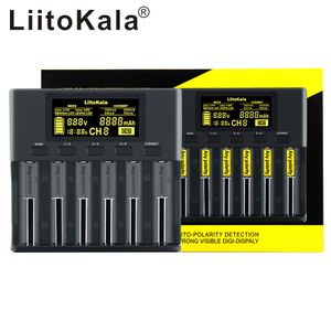 LIITOKALA LII-S6 Carregador de bateria 18650 Detecto de auto-polaridade de 6 slots para 18650 26650 21700 14500 10440 16340 CR123AAA AAA 1.2V 3.7V baterias