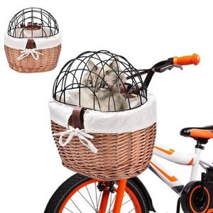 Wholesale boys bike basket resale online - Dog Car Seat Covers Pet Carry Bag Woven Bike Basket Front Handlebar Wicker Bicycle Small For Carrier Adult Boys Girls