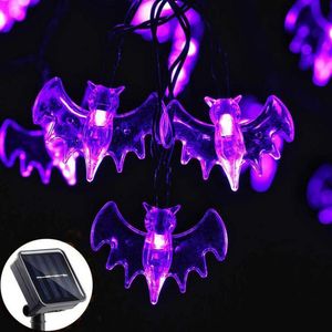 4pcs LED Halloween Bat Light String Solar Lights Bats Lighting Strings Outdoor HalloweenDay Christmas Party Decoration D3.0