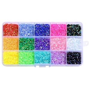 Nail Art Kits 1 Box Flerfärgad 3 mm AB Jelly Strass Harts Platt rygg Lös Strass Berlocker Tillbehör DIY 3D-dekorationer