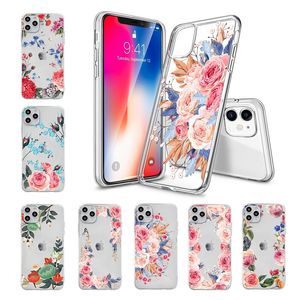 Floral Flower Transparent Clear Soft TPU Phone Cases For Iphone 15 Pro Max 14 13 12 11 Pro Max 7 8 XR XS Samsung A15 A35 A55 A14 S22 S23 plus S24 Ultra Shockproof Slim Cover
