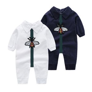 Summer Baby Embroidery Animal Pattern Long Sleeve Jumpsuit Boy Combed Cotton Lnfant Climbing Clothes Newborn Pajama Out