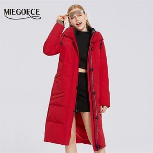 MiEGofce inverno mulheres jaqueta de algodão médio longo bio fleece enchimento à prova de vento mulheres casaco moda elegante jaqueta parkas 210819