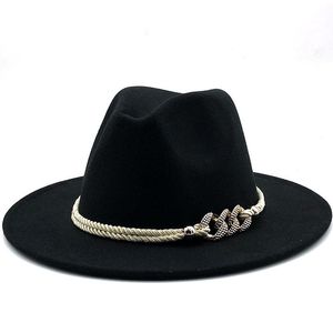 Trendsetting wide brimmed hat women's men's wool felt Jazz Fedora Panama style cowboy Party Dress Hat
