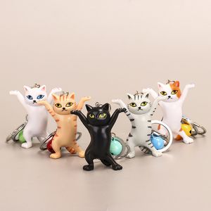 Chaveiro de Presente Infantil Multi Color Standing Dança Gato Pingente Senhora Saco Acessórios Pingente Linda Animal Keychain