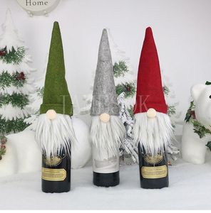 Boże Narodzenie Butelka Pokrywa Handmade Home Home Party Decoration Gnomes Champagn Toppers na Boże Narodzenie Nowy Rok prezenty DD279