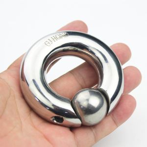 6 Sizes Stainless Steel Cockrings Scrotum Pendant Penis Restraint Lock Ring Cock Bondage Devices Ball Stretchers Sex Products for Men Training BB65