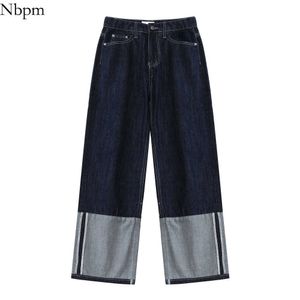 NBPM Moda Painel Baggy Beans Namorado Estilo Calças de Jeans Mulher Cintura Alta Perna Largura Calças Denim Calças Streetwear Meninas 210529