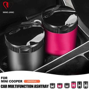 1pcs Universal för Mini Cooper Modifiering Ashtray med LED-lampor Cup Holder Bilförsörjning Fordonsinredning Tillbehör