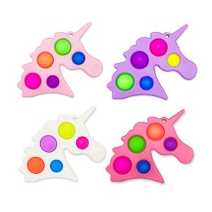 Unicorn Push Pop Bubble Fidget Toy Decompression Brelok Dorośli Dzieci Biurko Zabawki Edukacyjne