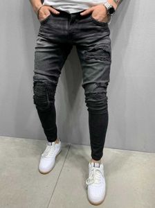 Casual Party Dżinsy Mężczyźni Skinny Jeans Mężczyźni 2020 Stretch Ripped Spodnie Streetwear Męskie Denim Elastyczny Talia Czarne Niebieskie Spodnie S-3XL X0621