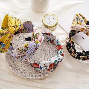 Knut Turban Twist Hairband Retro Elastic Hair Hoop Headwrap Headband för Kvinnor Print Headdress Tillbehör Blomkors