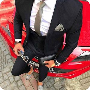 Yakışıklı Groomsmen Tek Düğme Damat Smokin Çentik Yaka Erkekler Düğün Takımları / Balo / Yemeği Adam Blazer (Ceket + Pantolon + Kravat + Yelek) W505