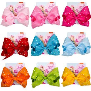 14 Colors Girl Hair Bows 8 inch Bow Bead Decoration Design Girls Clippers Kids Accessory