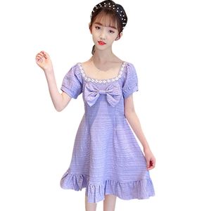 Girls Summer Dress Girl Party Big Bow Children Teenage Clothes 6 8 10 12 14 210528