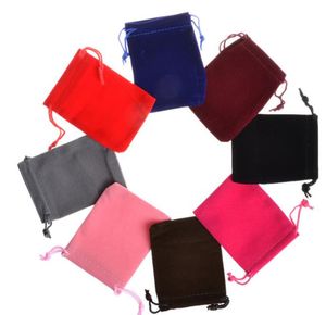 2021 Bolsa de jóias macias bolsas de veludo sacos de cordão para jóias Presente Cosméticos Embalagem Vermelho 5x7 7x9cm 8x10 10x15 10x20