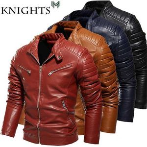 メンズ秋と冬の男性高品質のファッションコートレザージャケットオートバイスタイル男性ビジネスカジュアルジャケット男性211124