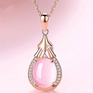 Pingentes de pedra preciosa natural para jóias fazendo estilo coreano Ross quartzo rosa zircão zircão lastro pingente colar mulheres camisola cadeia