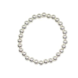 Beadsnice 925 Sterling Silver Round Beaded Bracelets Strands Mer Storlek Metall Jewelley