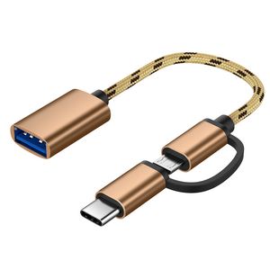 Cavo adattatore OTG USB 3.0 2 in 1 Tipo-C Micro USB a interfaccia USB 3.0 Cavo di ricarica per cellulare Convertitore per cellulare