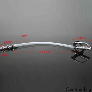 Sex Adult toy Ourbondage Stainless Steel Rubber Pipe Snake Shape Urethral Catheter Chastity Penis Insert Dilator Sounds Toy For Men 1123