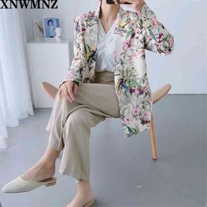 夏のスーツのレジャーキモノブレザージャケット花柄のプリント休暇の服女性のファッションオフィススーツジャケット210520