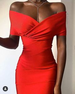 Summer Women Bodycon Bandage Dresses Sexy Off The Shoulder Club Dress Midi Celebrity Party Dress