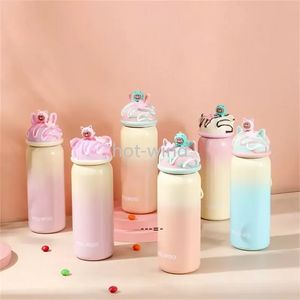 NEW360ml Insulated Vacuum Flask Thermal Milk Coffee Stainless Steel Thermos Cartoon Ice Cream Shaped Lids Water Bottles EE0121