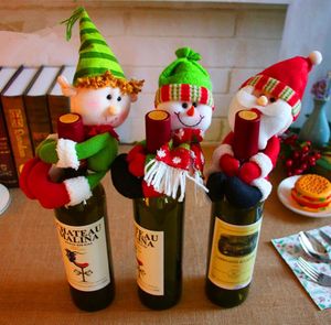 XMAS Decorations Red Wine Bottles Cover Bags bottle holder Party Decors Hug Santa Claus Snowman Dinner Table Decoration Home Christmas SN2976