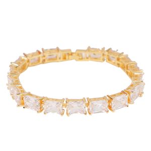 Bracciale con zirconi baguette da 6 mm Catena da tennis per uomo e donna Gioielli rock hip hop Colore oro argento