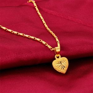 Collier pendentif plaqué or jaune 24 carats en forme de cœur pour femmes, chaîne de clavicule d'amour, bijoux fins pour la saint-valentin, 220222