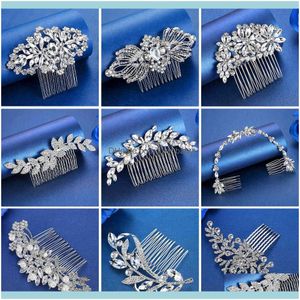 Fasce per capelli Jewelryminlover Lusso fatto a mano con strass Matrimonio Pettini / Spille Fiore di cristallo Perle Gioielli da sposa Aessories Ornamenti per capelli Drop De