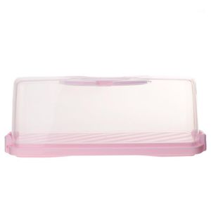 Caixa de armazenamento portátil de embalagem portátil da caixa do bolo da torrada do retângulo rosa