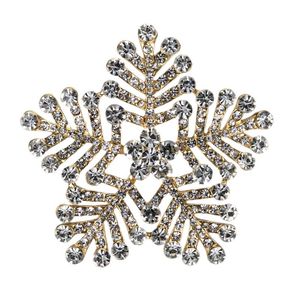 Szpilki, broszki Hurtownie Clear Rhinestone Crystal Diamante Snowflake Boże Narodzenie Broszka Biżuteria Prezenty