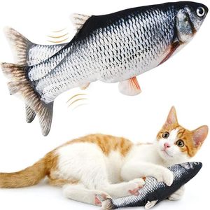 Katt leksaker interaktiv leksak elektrisk d simulering fisk plysch bett resistent chew usb laddning flopping husdjur produkter