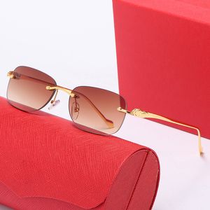 Designer-Sonnenbrille, Carti-Brille, Gold, Silber, Leopardenkopf, Damen, Herren, Sonnenschutz, Verbundmetall, randlos, optischer Rahmen, klassisch, neueste Mode, Brille mit klarem Rahmen