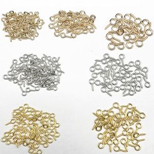 Mini Screw Eye Pins Jewelry Making Alloy Beads Threaded Hooks Eyelets Clasps Findings for Bracelet DIY Earrings