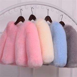 Autumn Winter Girls Fur Jacket for Children Tops Clothes Baby Kids Jackets Warm Thick Coat Faux Outwear D277 211204