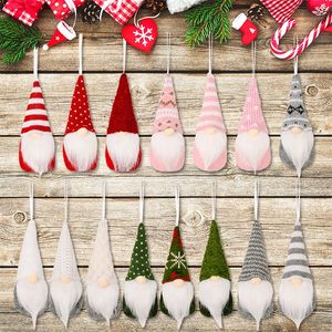 Mini Decorações de árvore de Natal de tricô Boneca Pingente Papai Noel Rudolph Branco Barba Branco Sala Decorar Vermelho Verde Rosa HB Q2