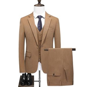 Herrenanzüge Blazer Marke Männer Business Casual Anzug Frühling und Herbst Hochzeit Mann Kleid Jacke Weste Hose dreiteilig